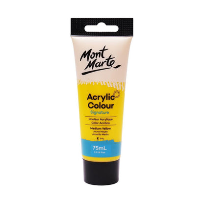 Mont Marte Studio Acrylic Paint Tube 75ml - Medium Yellow - ArtSupplies.nz