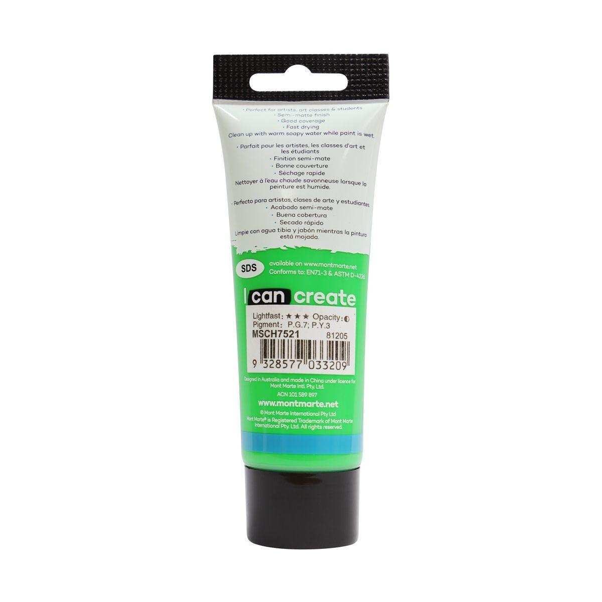 Mont Marte Studio Acrylic Paint Tube 75ml - Monastral Green - ArtSupplies.nz