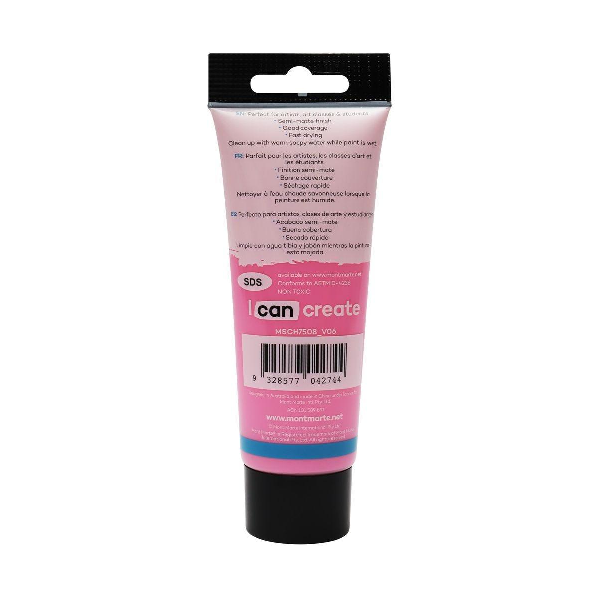 Mont Marte Studio Acrylic Paint Tube 75ml - Pink - ArtSupplies.nz