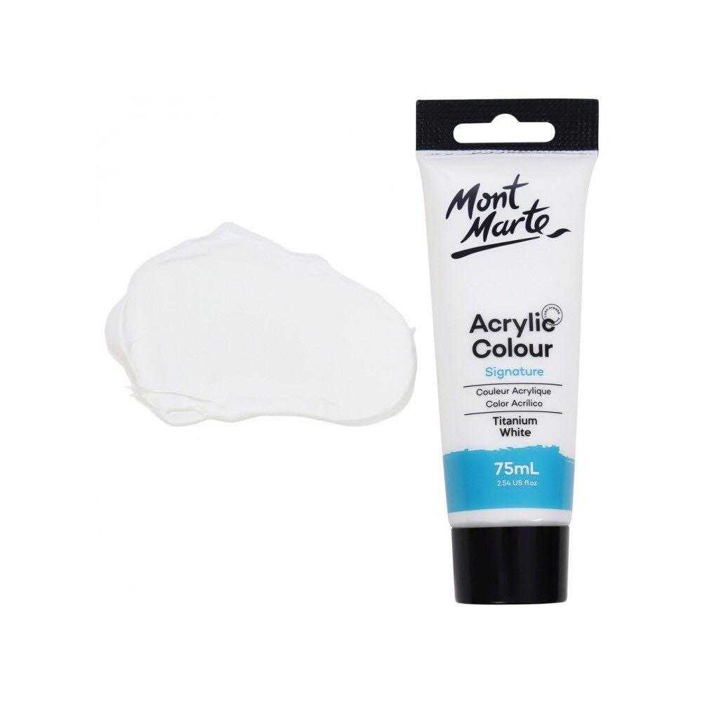 Mont Marte Studio Acrylic Paint Tube 75ml - Titanium White - Glowish
