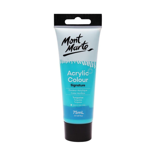 Mont Marte Studio Acrylic Paint Tube 75ml - Turquoise - Glowish