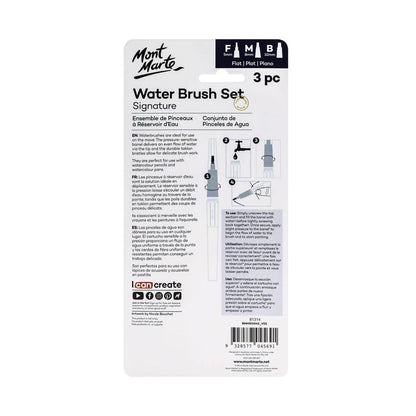 Mont Marte Water Brush Set Flat 3pcs - Glowish