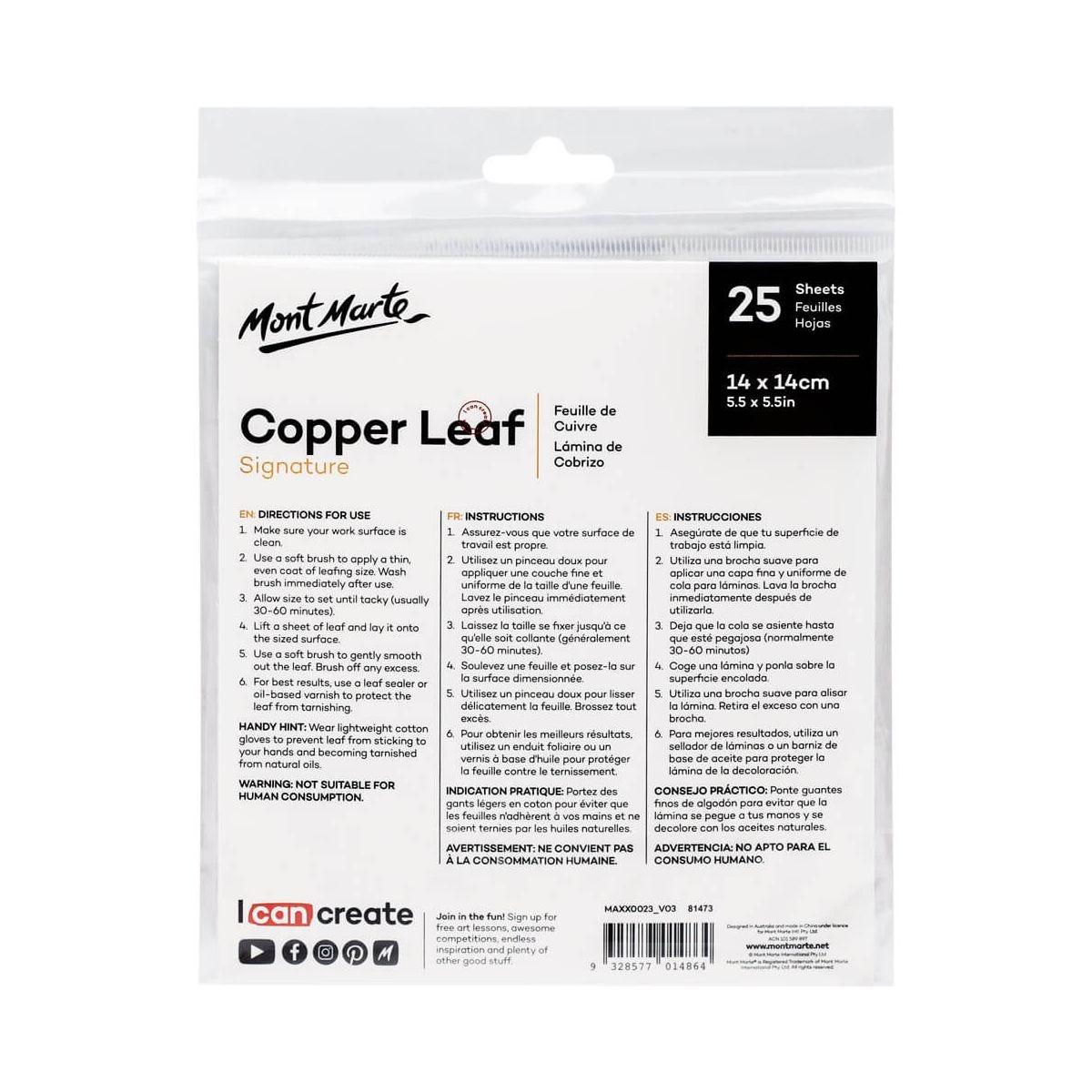 Mont Marte Imitation Copper Leaf 14x14cm 25 Sheet/Set - Glowish