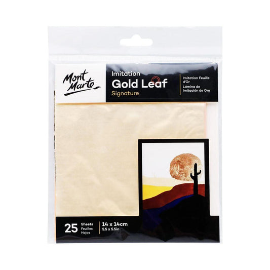 Mont Marte Imitation Gold Leaf 14x14cm 25 Sheet/Set - Glowish