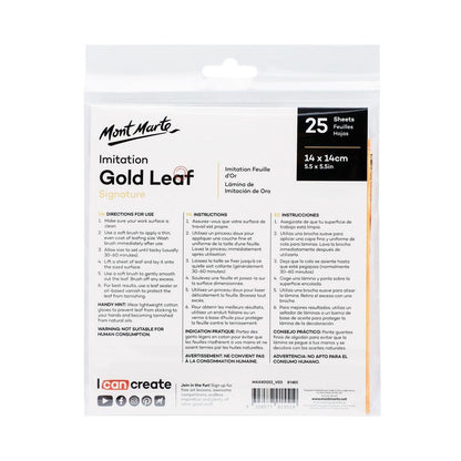 Mont Marte Imitation Gold Leaf 14x14cm 25 Sheet/Set - Glowish