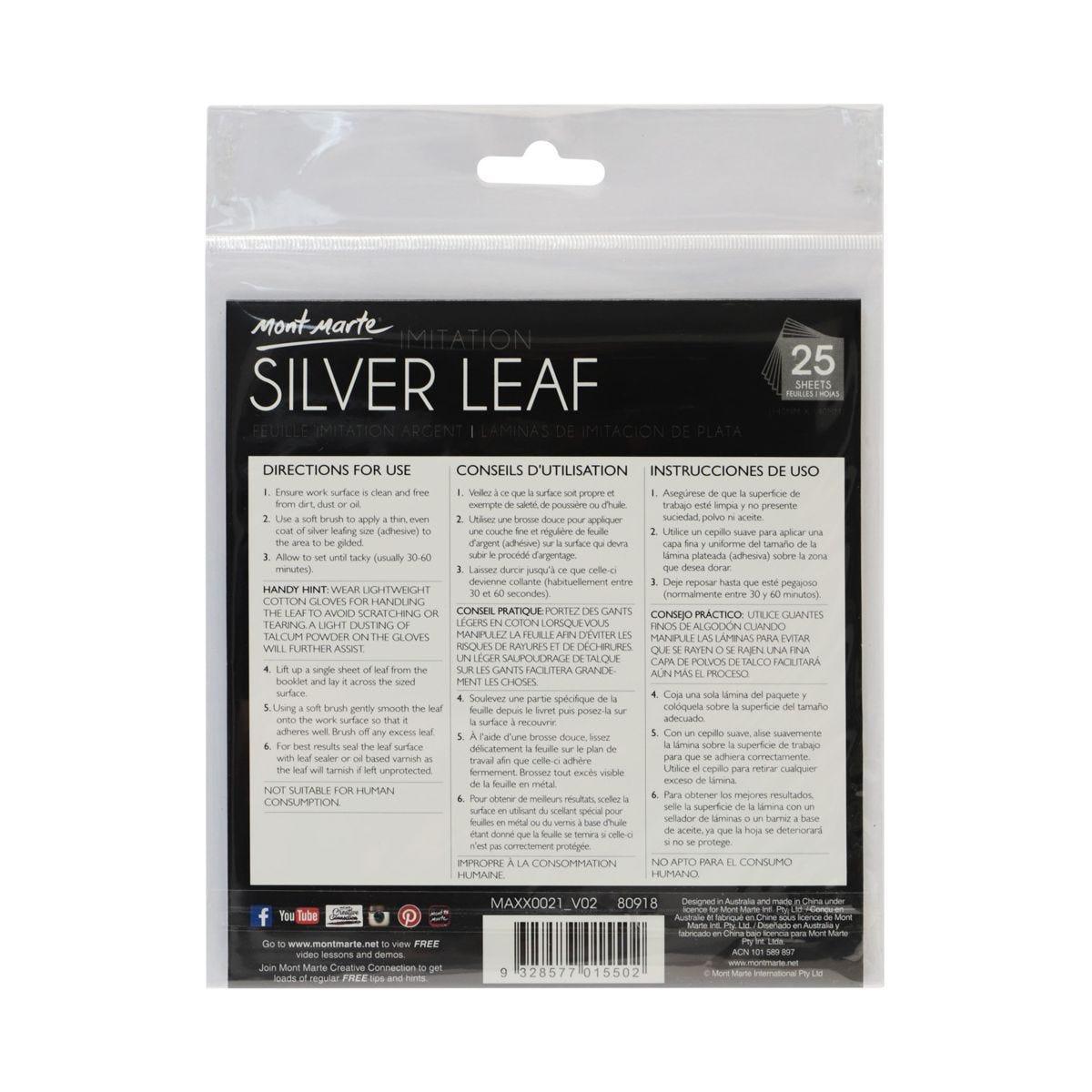 Mont Marte Imitation Silver Leaf 14x14cm 25 Sheet/Set - Glowish