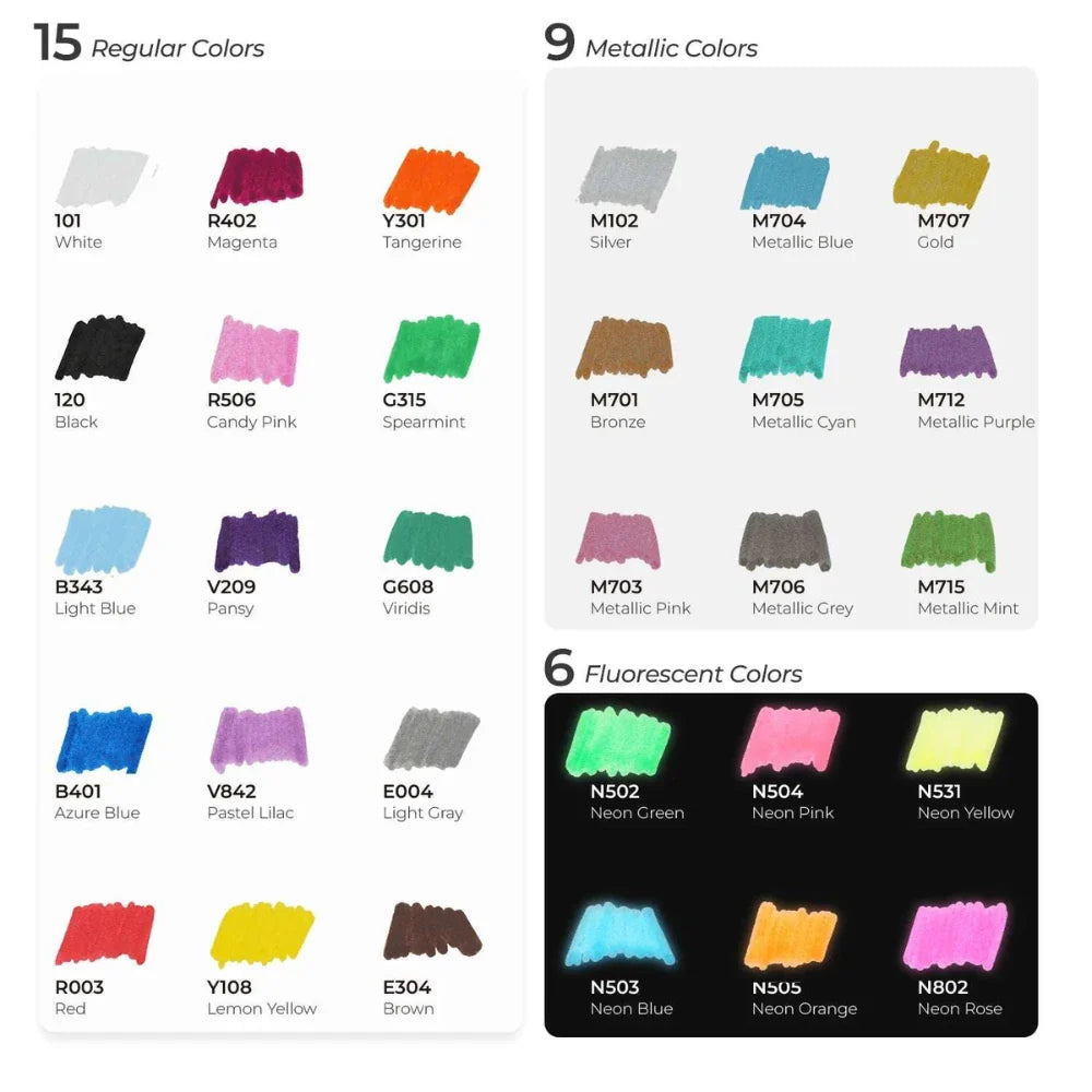 Ohuhu Acrylic Markers 30 Colours - Artsupplies NZ