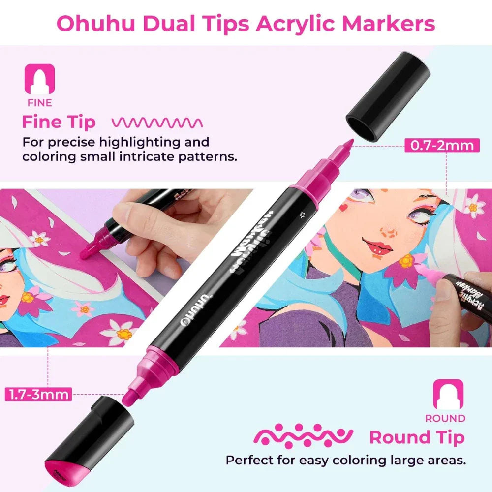 Ohuhu Acrylic Markers 30 Colours - Artsupplies NZ