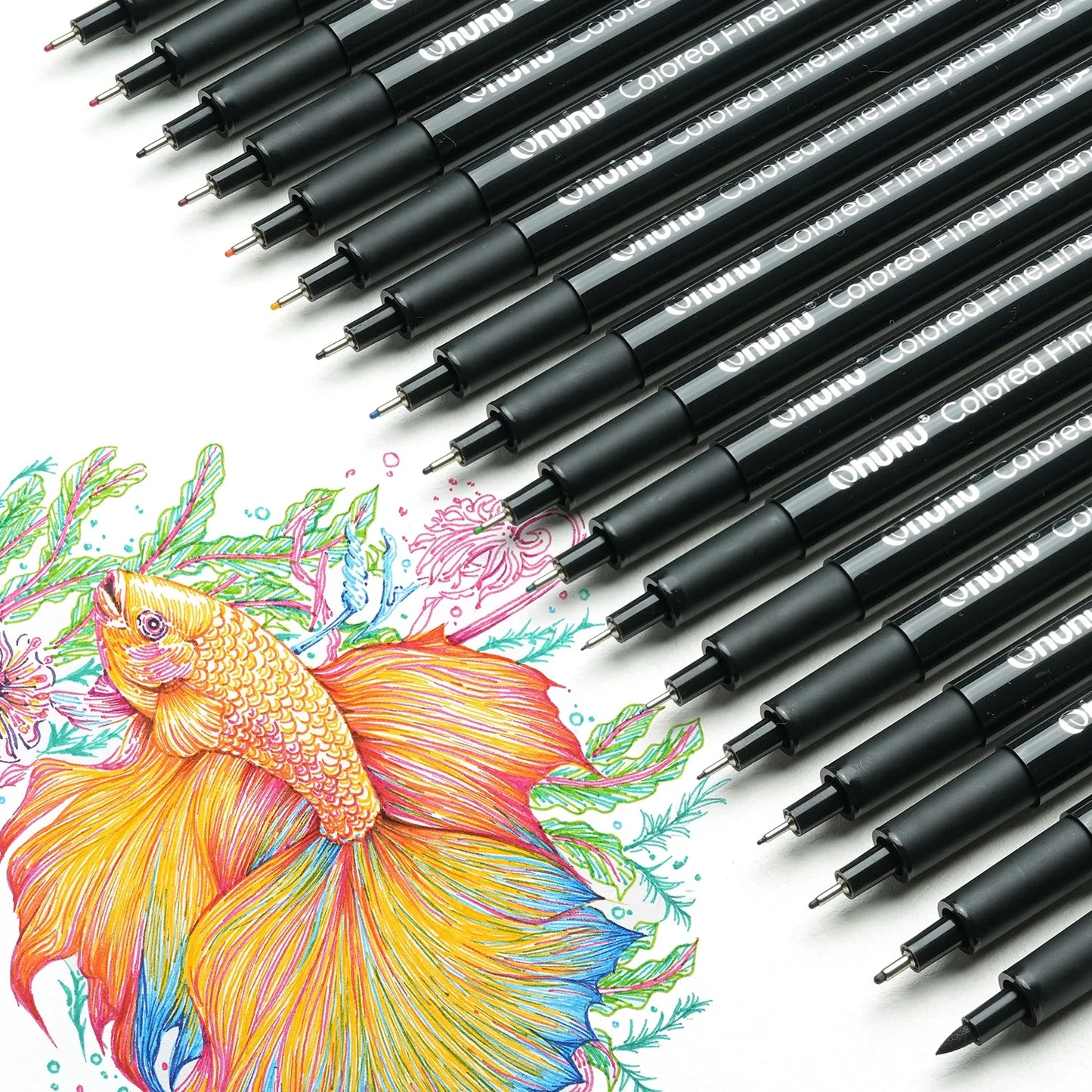 Ohuhu Hana Coloured Fineliner Drawing Pens, 18 Pack