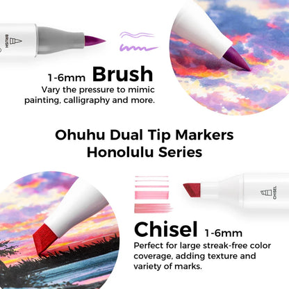 Ohuhu Honolulu 104 Colours Dual Tip Alcohol Art Markers - Artsupplies NZ
