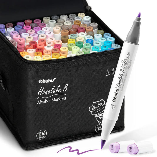 Ohuhu Honolulu B 104+1 Colours Brush & Fine Marker Set