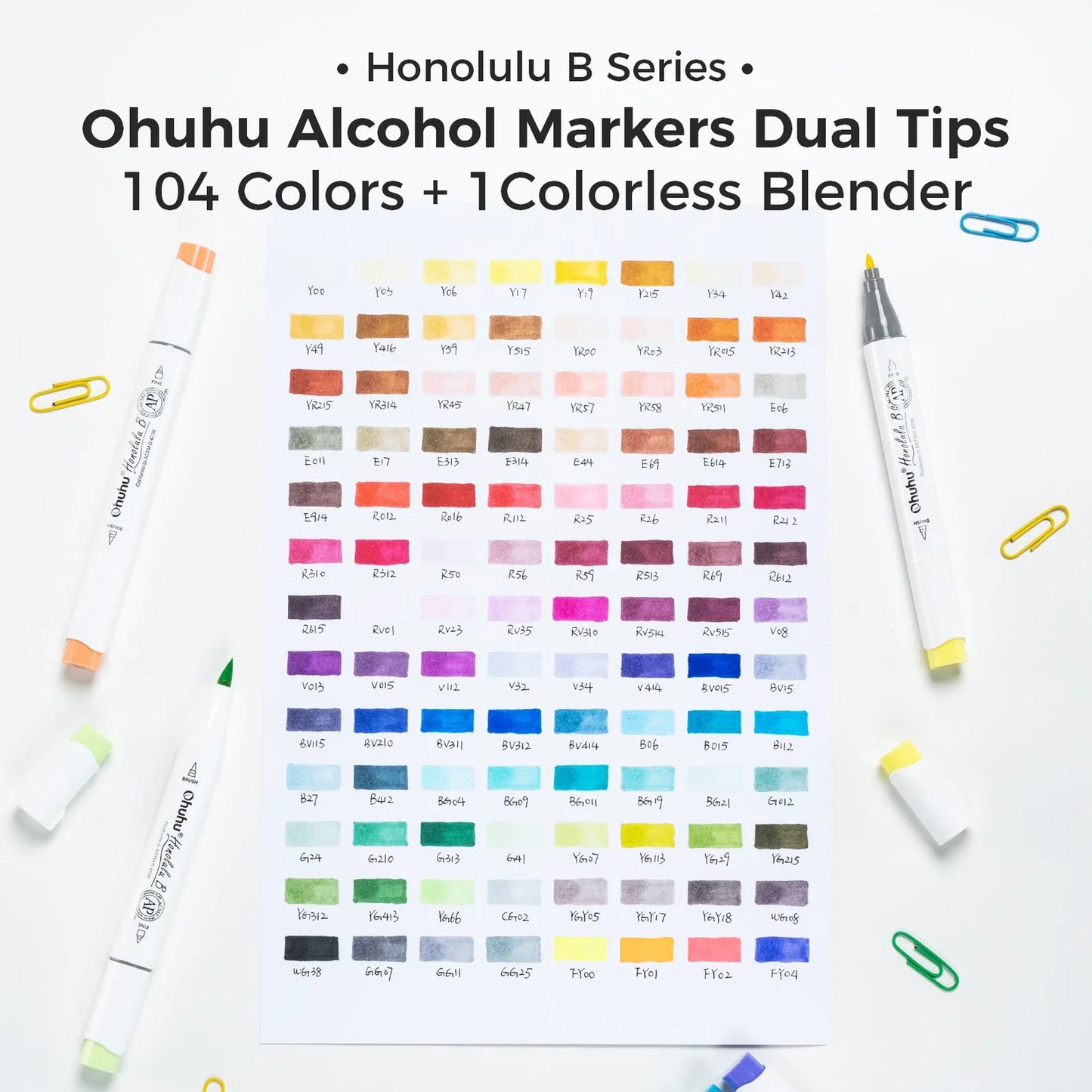Ohuhu Honolulu B 104+1 Colours Brush & Fine Marker Set