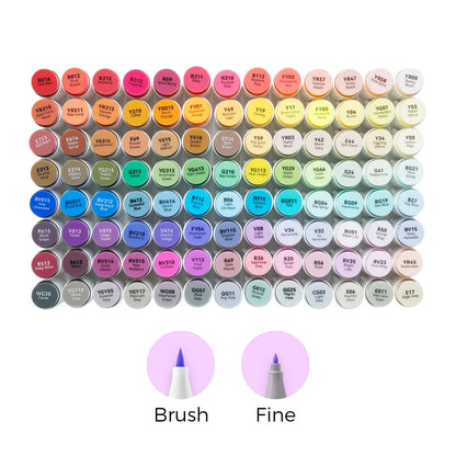 Ohuhu Honolulu B 104+1 Colours Brush & Fine Marker Set
