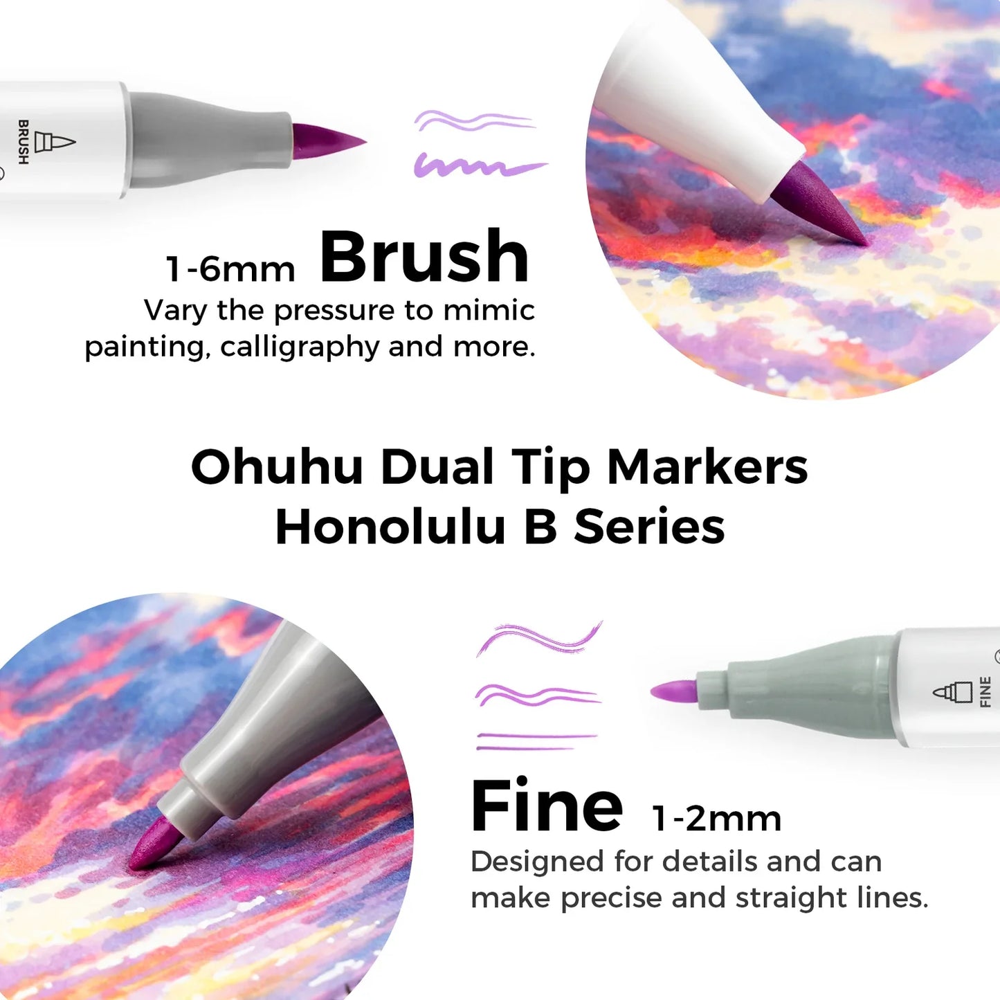 Ohuhu Honolulu B 104+1 Colours Brush & Fine Marker Set