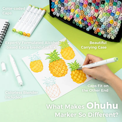 Ohuhu Honolulu B 216 Colours Dual Tip Alcohol Art Markers