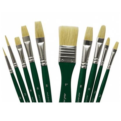 Oil Brush Set 11pcs in Wallet Hog Bristles Brushes Acrylic Painting - Glowish
