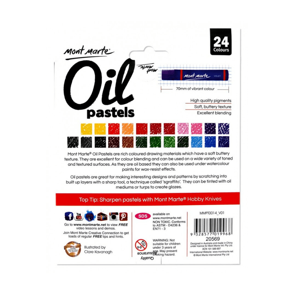 Oil Pastels 24pce, High Quality Pigment Colours - Glowish