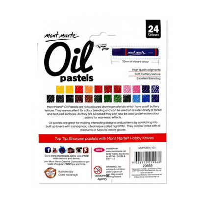 Oil Pastels 24pce, High Quality Pigment Colours - Glowish