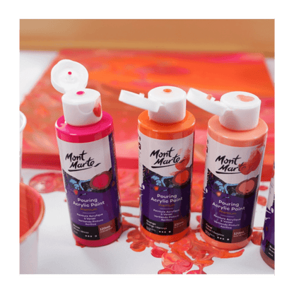 Pouring Paint Kit - Premium Acrylic Paint Set 4x120ml Coral - Glowish