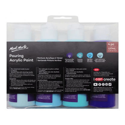 Premium Pouring Acrylic Paint 120ml 4pc Set - Marina - Glowish