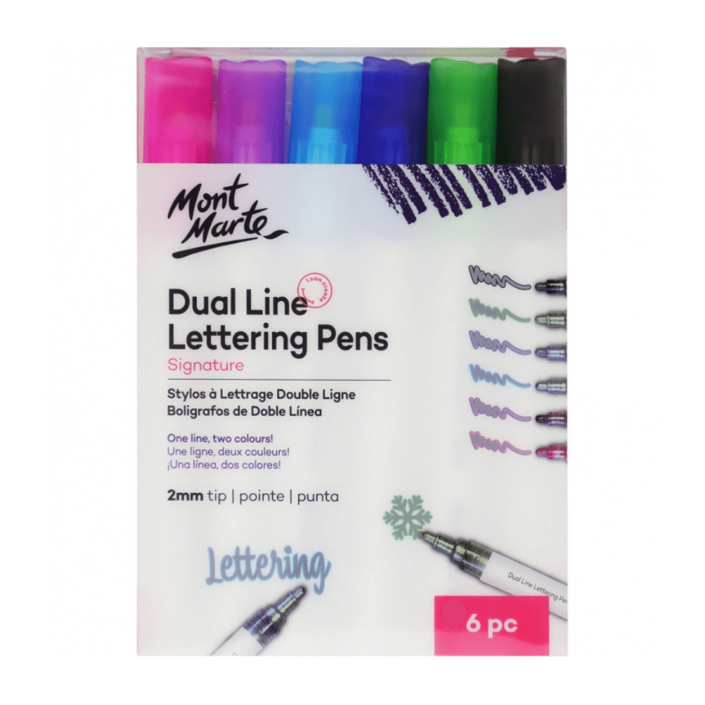 Signature Dual Line Lettering Pens 2mm (0.08in) Tip 6pc