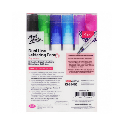 Signature Dual Line Lettering Pens 2mm (0.08in) Tip 6pc - Glowish