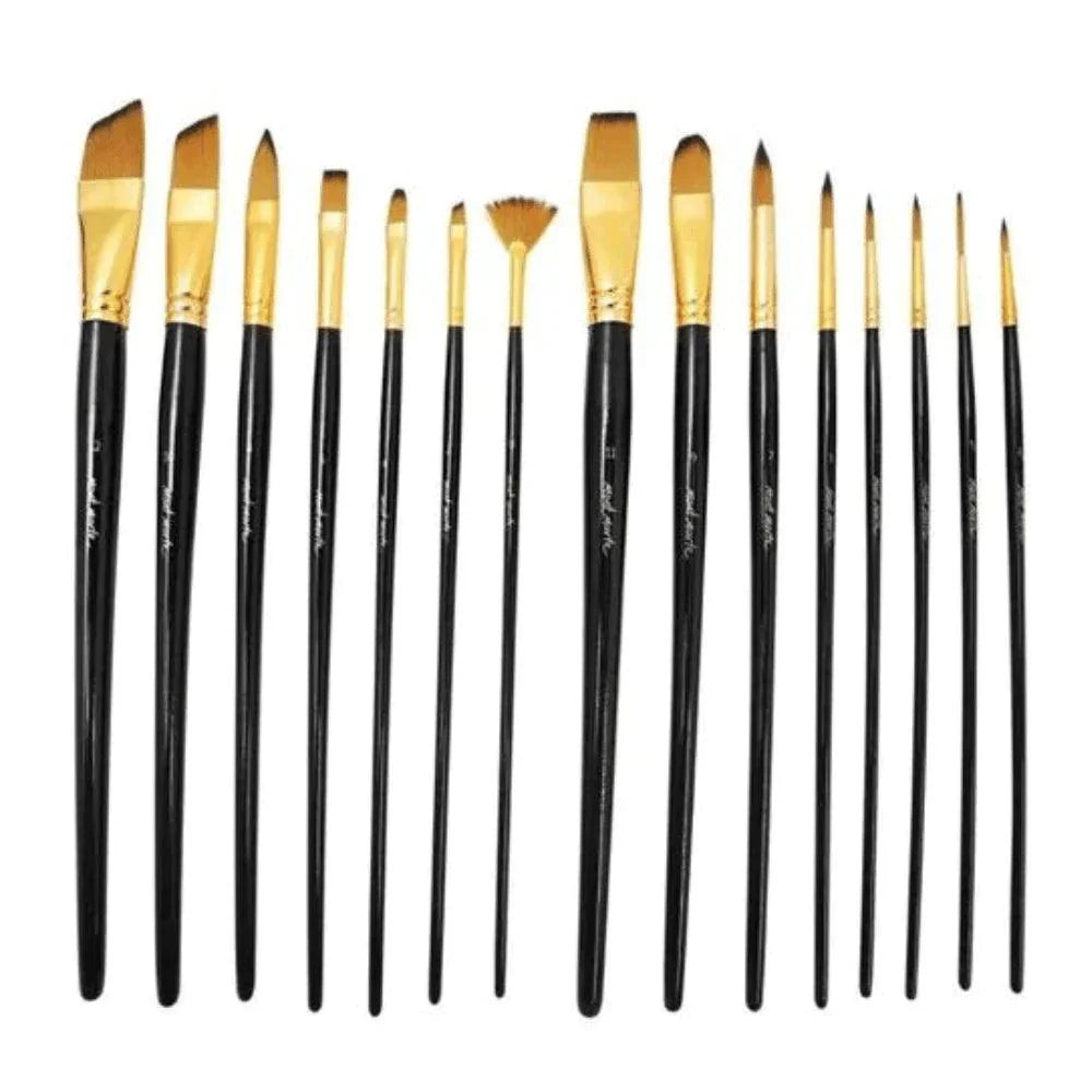 Studio Brush Set In Easel Wallet 15pc - Mont Marte - Glowish