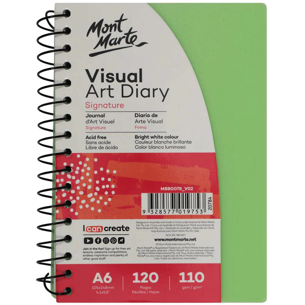 Visual Art Diary Signature A6 120 Pages 110gsm - Mont Marte - Glowish