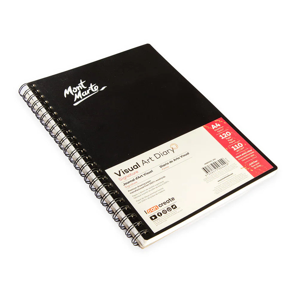 Visual Art Diary Spiral Bound White Paper A4 110gsm 120 Sheet - Mont Marte