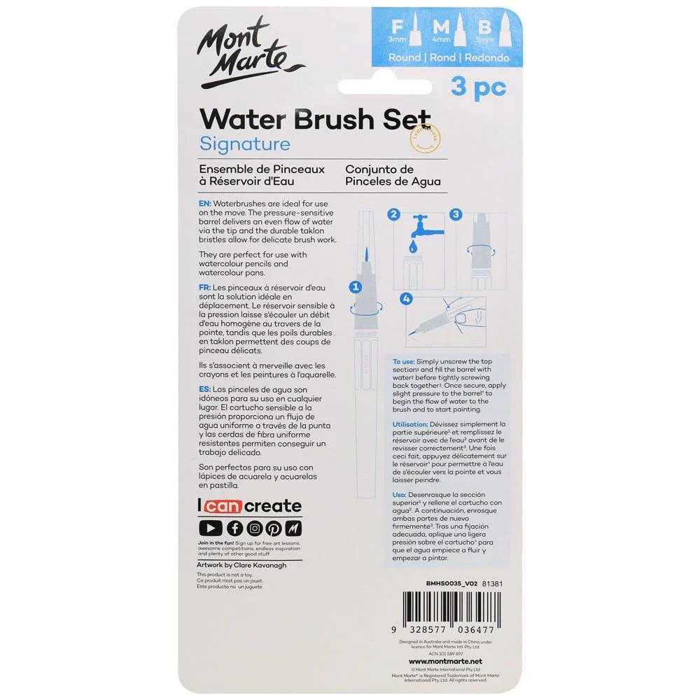 Water Brush Set Signature 3pc - Mont Marte - ArtSupplies.nz