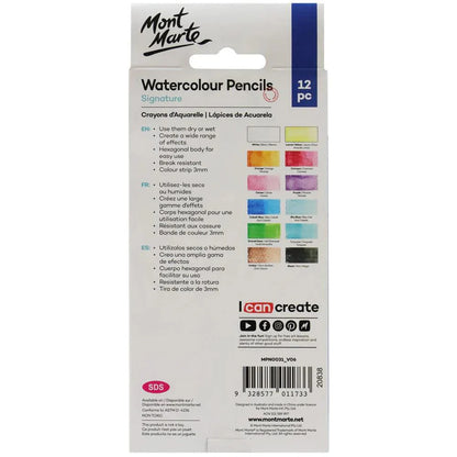 Mont Marte Watercolor Pencils 12pcs Glowish Auckland