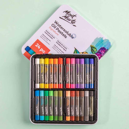 Watersoluble Oil Pastels 24pc in Tin Box - Mont Marte - Glowish