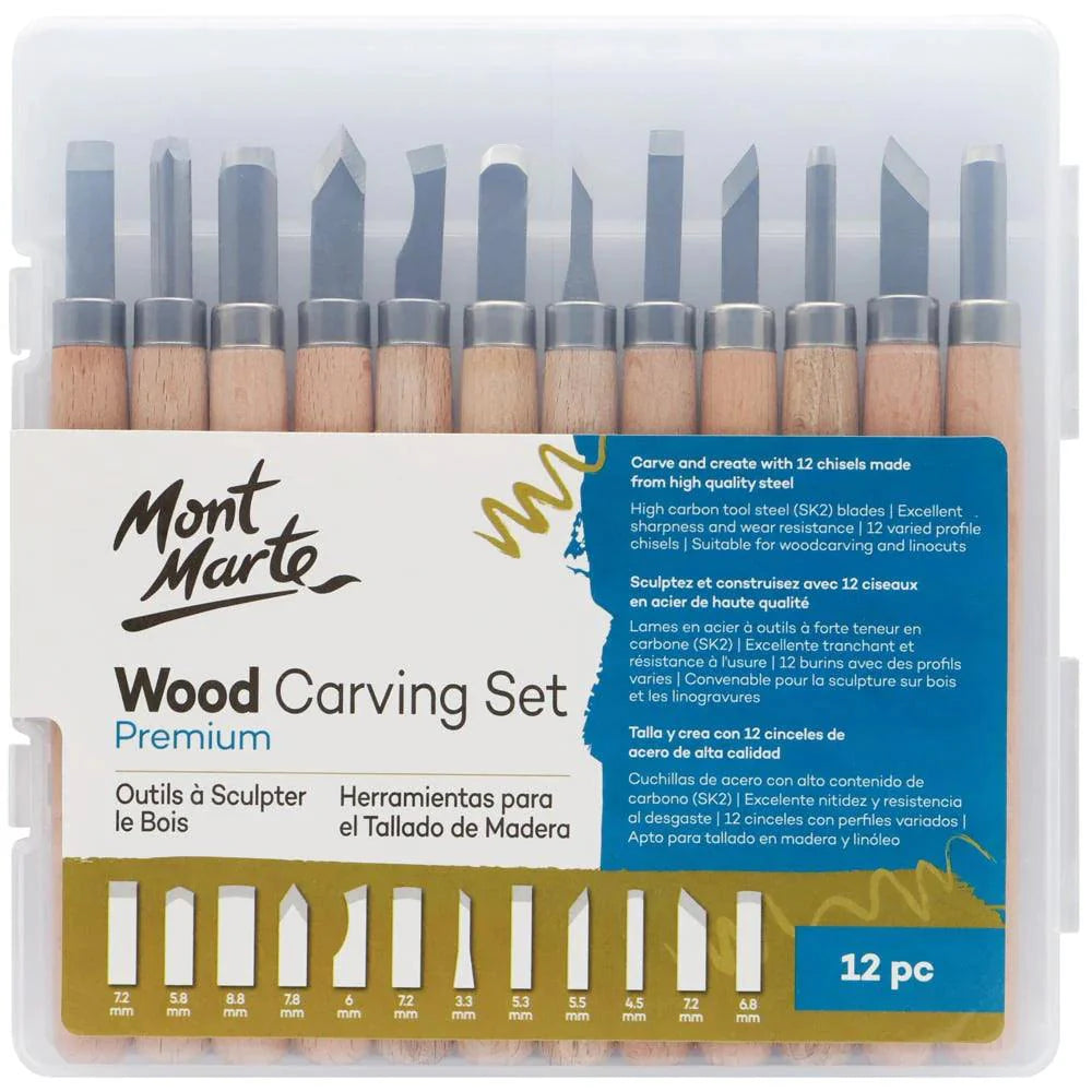 Wood Carving Set Premium 12pc - Mont Marte