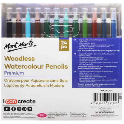 Woodless Watercolour Pencils Premium 24pc - Mont Marte - Glowish